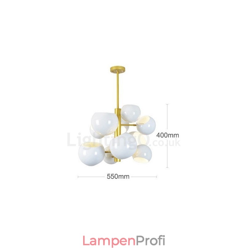 Moderne Kronleuchterlampe mit 10 Lichtern in Weiß