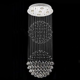 Pendelleuchte Moderner Kristall-Kronleuchter 5 Lichter Silber Canpoy Klare Kristallkugel Deckenleuchten