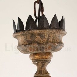 Landhaus Vintage Holz 6 Licht Kronleuchter Licht