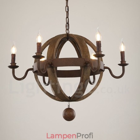 Landhaus Vintage Holz 6 Licht Kronleuchter Lampe Licht Landhaus Vintage Holz 6 Licht Kronleuchter Lampe Licht
