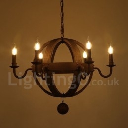 Landhaus Vintage Holz 6 Licht Kronleuchter Lampe Licht
