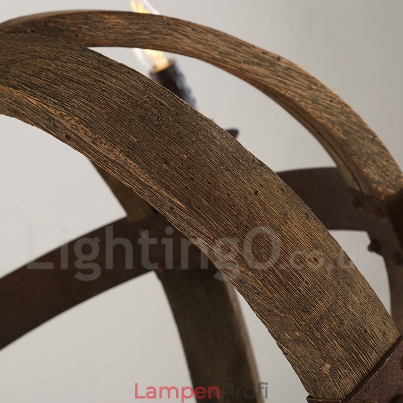 Landhaus Vintage Holz 6 Licht Kronleuchter Lampe Licht
