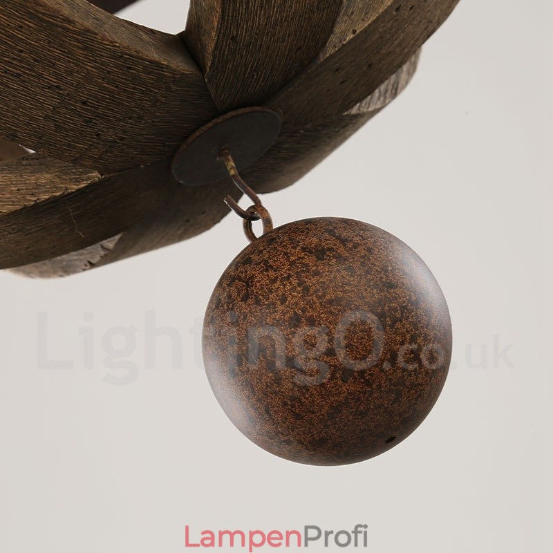 Landhaus Vintage Holz 6 Licht Kronleuchter Lampe Licht