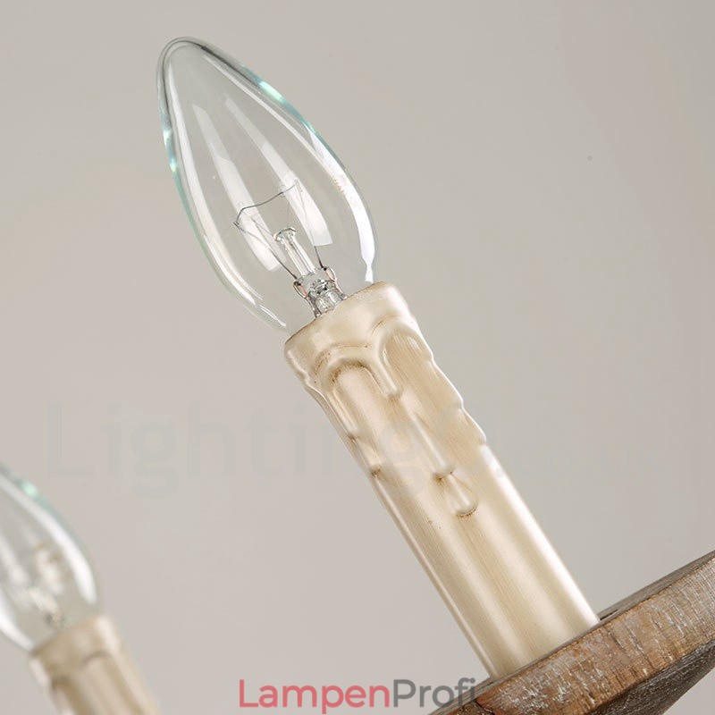 Landhaus Holz Vintage 6 Licht Einstufiger Kronleuchter Licht Holz Lampe