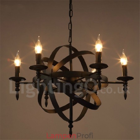 Retro Vintage Metall 6 Licht Single Tier Kronleuchter Licht