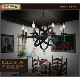 Retro Vintage Metall 6 Licht Single Tier Kronleuchter Licht