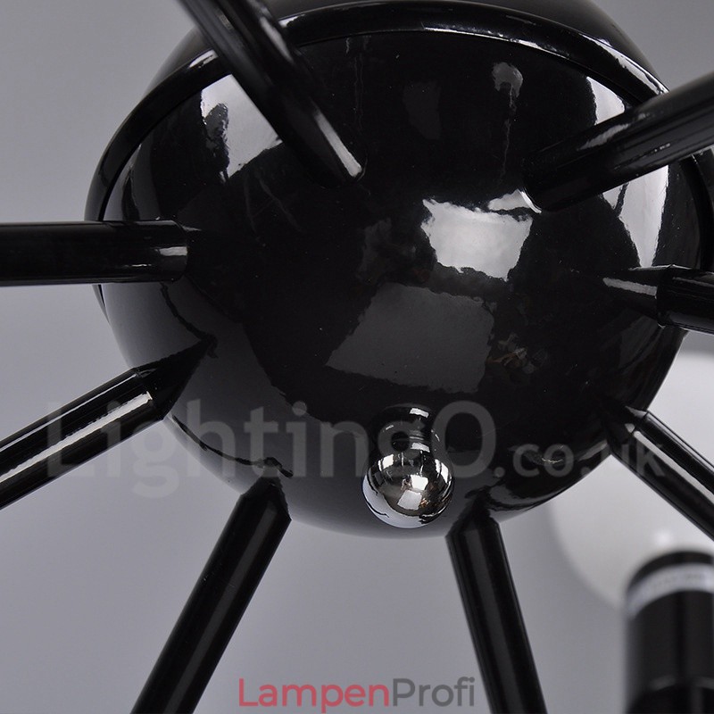 Schwarzes Retro Vintage Metall 8 Licht Single Tier Kronleuchter Licht