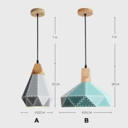 Moderne Pendelleuchte aus Metall mit 1 Licht, Holz