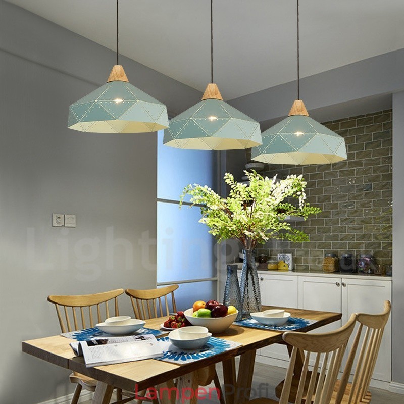 Moderne Pendelleuchte aus Metall mit 1 Licht, Holz