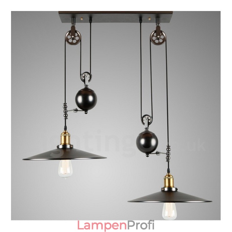 2-flammige Pendelleuchte aus Metall im Landhausstil im Vintage-Stil