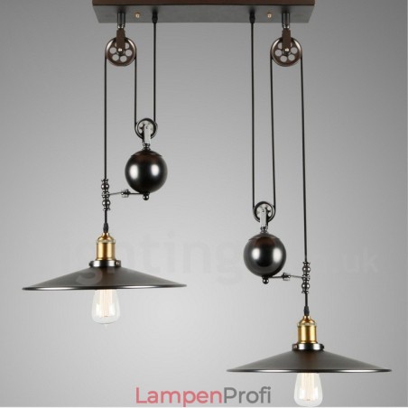 2-flammige Pendelleuchte aus Metall im Landhausstil im Vintage-Stil 2-flammige Pendelleuchte aus Metall im Landhausstil im Vintage-Stil