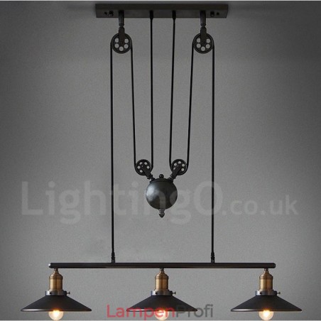 3-flammige Pendelleuchte aus Metall im Vintage-Stil