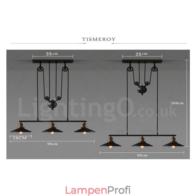 3-flammige Pendelleuchte aus Metall im Vintage-Stil