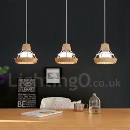 Esszimmer-Pendelleuchte aus Metall und Holz