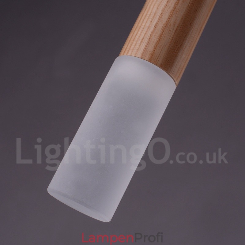 Moderne zeitgenössische 7-flammige Pendelleuchte aus Holz