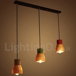 Vintage Holz Beton Pendelleuchte
