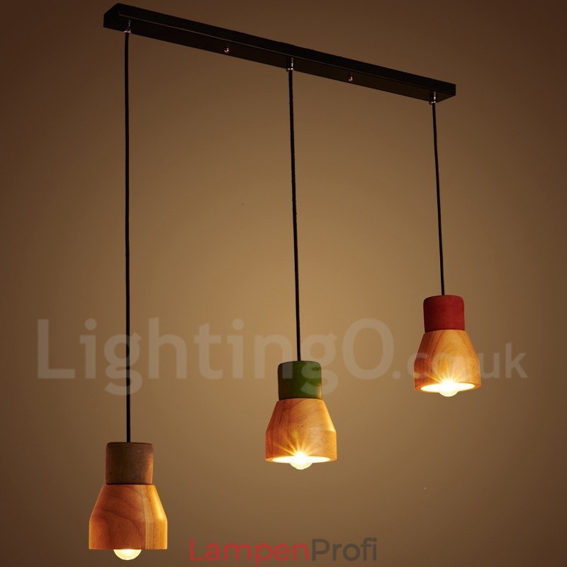 Vintage Holz Beton Pendelleuchte