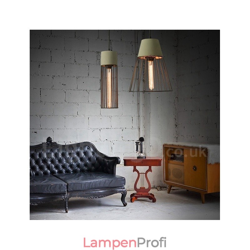 1 leichte Pendelleuchte aus Metall und Beton