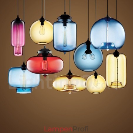 Moderne zeitgenössische mehrfarbige 1-flammige Pendelleuchte aus Glas Moderne zeitgenössische mehrfarbige 1-flammige Pendelleuchte aus Glas