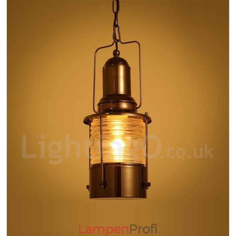 Retro Vintage 1 Licht Laterne Kupfer Pendelleuchte