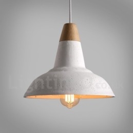 Moderne zeitgenössische 1 Licht Holz Concrte Pendelleuchte
