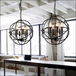 6-flammige Pendelleuchte im Vintage-Stil aus Metall
