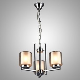 Galvanisierter Kronleuchter aus Eisen mit Glasschirm, klassische Kerzenbeleuchtungslampe, 3 Köpfe