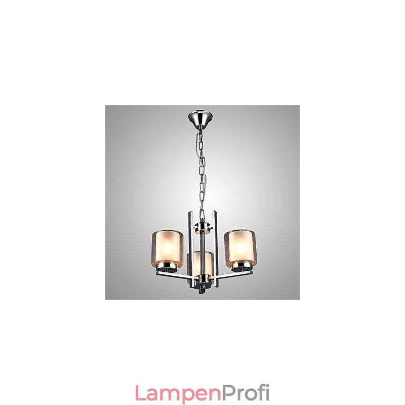 Galvanisierter Kronleuchter aus Eisen mit Glasschirm, klassische Kerzenbeleuchtungslampe, 3 Köpfe