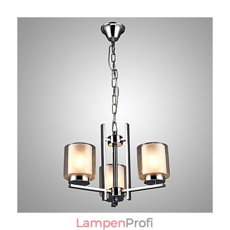 Galvanisierter Kronleuchter aus Eisen mit Glasschirm, klassische Kerzenbeleuchtungslampe, 3 Köpfe