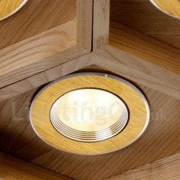 5-flammige Pendelleuchte aus Holz, modern und zeitgenössisch