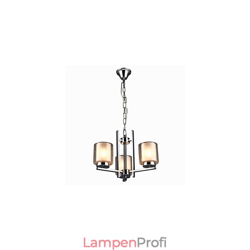 Galvanisierter Kronleuchter aus Eisen mit Glasschirm, klassische Kerzenbeleuchtungslampe, 3 Köpfe