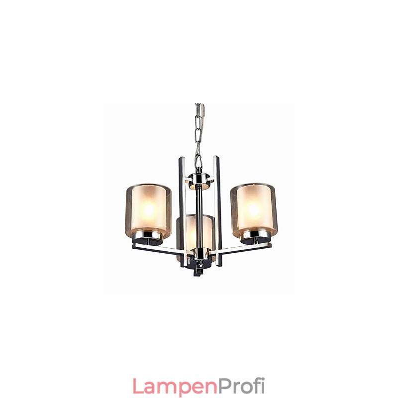 Galvanisierter Kronleuchter aus Eisen mit Glasschirm, klassische Kerzenbeleuchtungslampe, 3 Köpfe