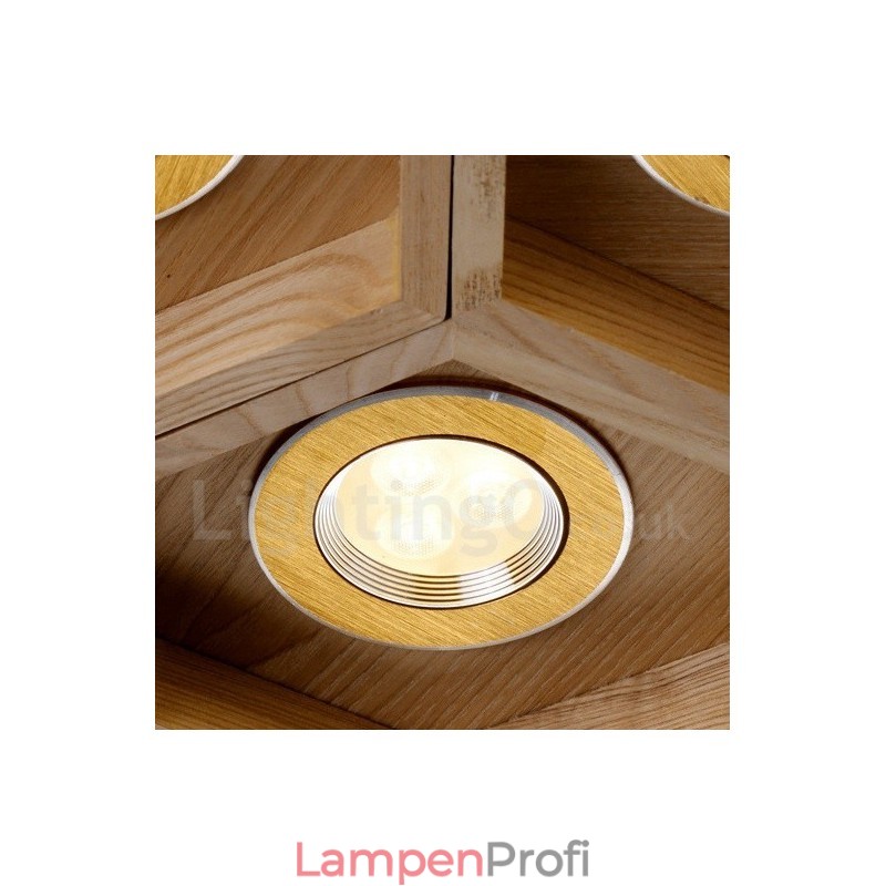Moderne Pendelleuchte aus Holz mit 6 Lichtern
