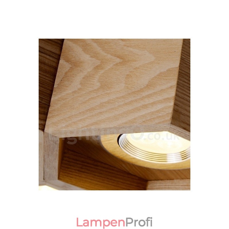 Moderne Pendelleuchte aus Holz mit 6 Lichtern