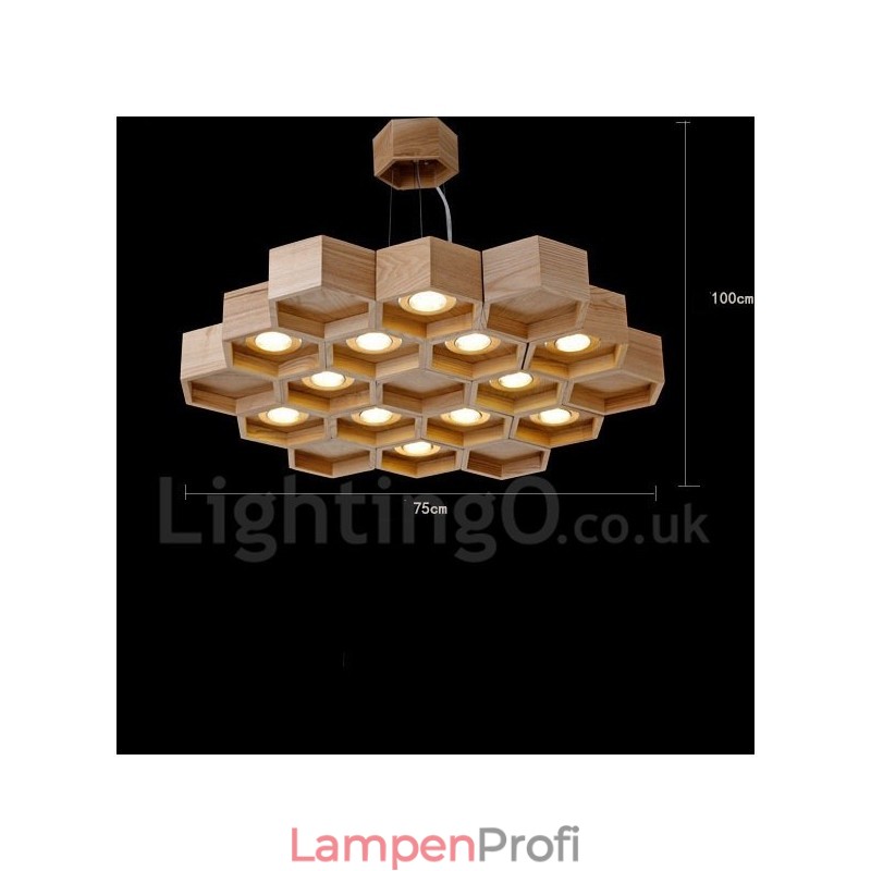 12 Licht Holz Moderne zeitgenössische Pendelleuchte