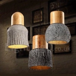 Retro Vintage Holz Beton Pendelleuchte