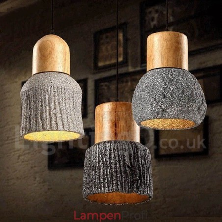 Retro Vintage Holz Beton Pendelleuchte Retro Vintage Holz Beton Pendelleuchte