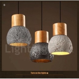 Retro Vintage Holz Beton Pendelleuchte