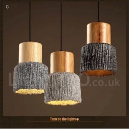 Retro Vintage Holz Beton Pendelleuchte