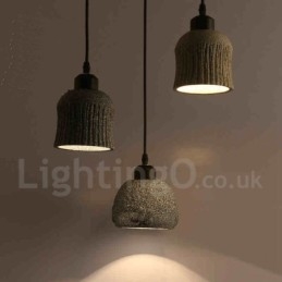 Retro Vintage Holz Beton Pendelleuchte