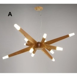 Moderne zeitgenössische Pendelleuchte aus Holz mit 12 Lichtern