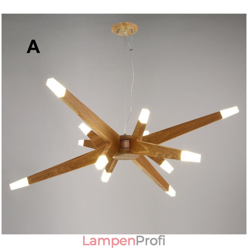 Moderne zeitgenössische Pendelleuchte aus Holz mit 12 Lichtern