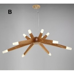 Moderne zeitgenössische Pendelleuchte aus Holz mit 12 Lichtern