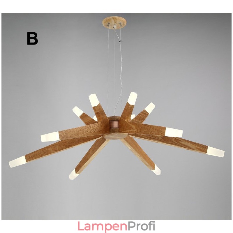 Moderne zeitgenössische Pendelleuchte aus Holz mit 12 Lichtern