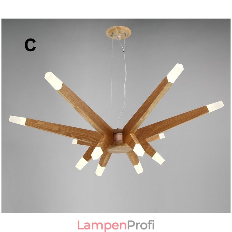 Moderne zeitgenössische Pendelleuchte aus Holz mit 12 Lichtern