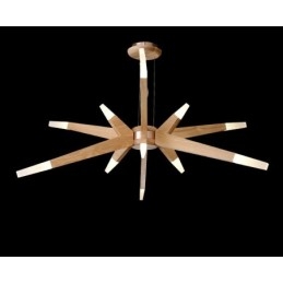 Moderne zeitgenössische Pendelleuchte aus Holz mit 12 Lichtern