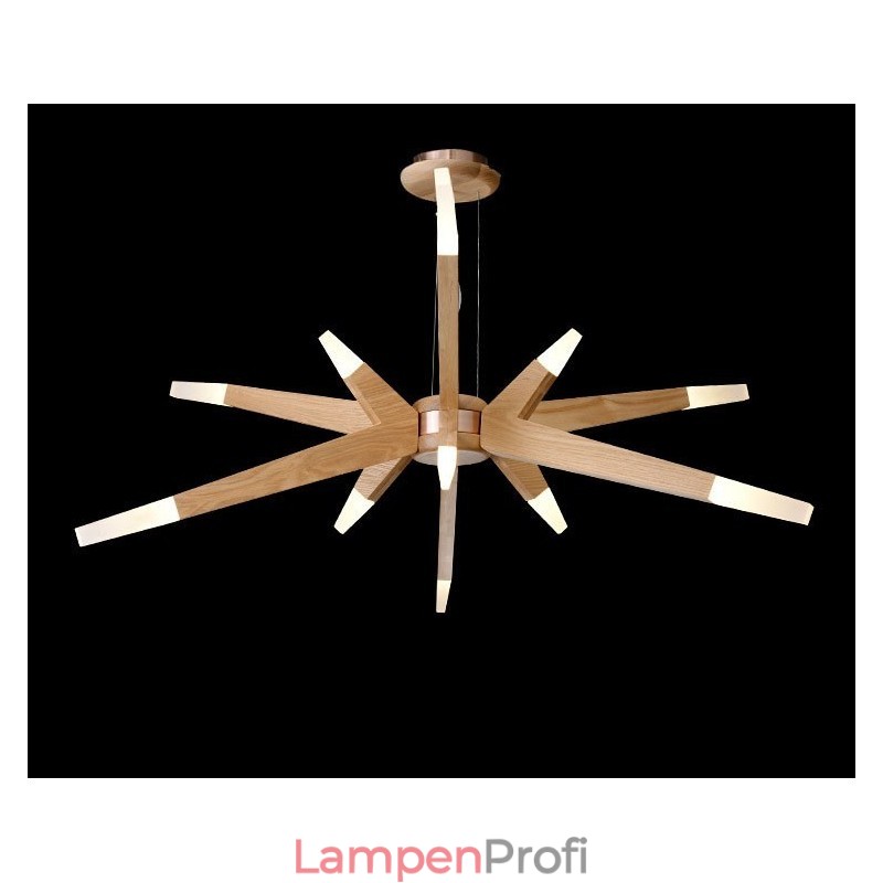 Moderne zeitgenössische Pendelleuchte aus Holz mit 12 Lichtern