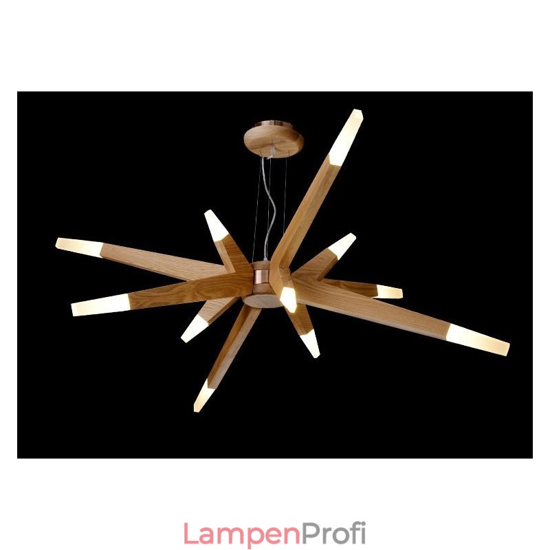 Moderne zeitgenössische Pendelleuchte aus Holz mit 12 Lichtern