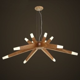 Moderne zeitgenössische Pendelleuchte aus Holz mit 12 Lichtern