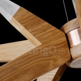 Moderne zeitgenössische Pendelleuchte aus Holz mit 12 Lichtern